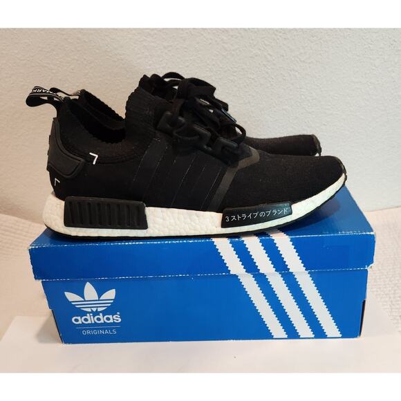 EUC Adidas‎ NMD_R1 PK Black Primeknit Sneakers Men’s Size 11.5 w/ Box & Japan - Picture 1 of 11